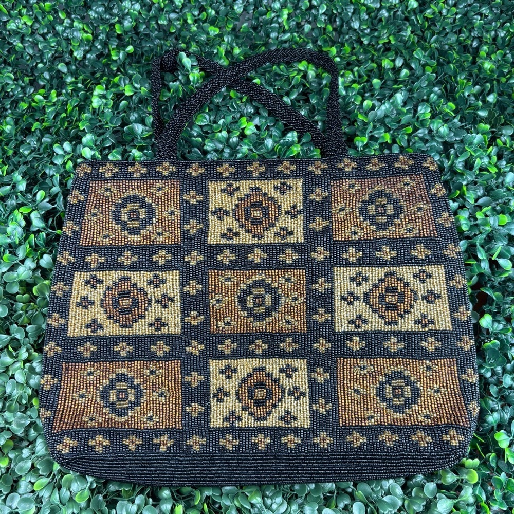 Vintage  Black and Brown Beaded Hand/ Shoulder Bag
